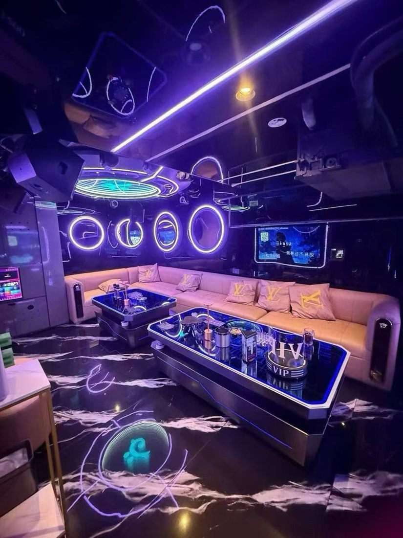 Neon private KTV room ambience