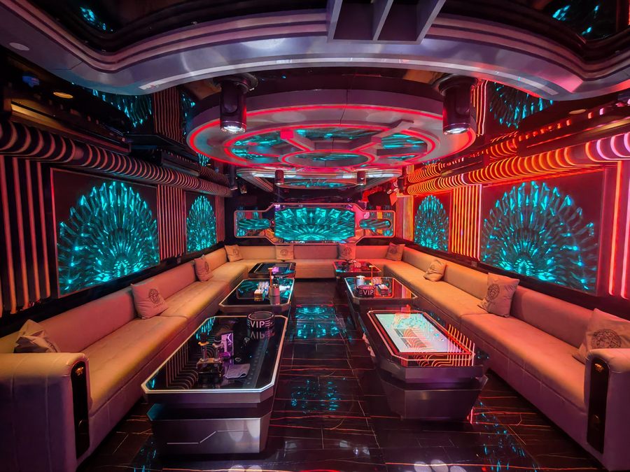Rose Gold KTV neon VIP karaoke room in Singapore